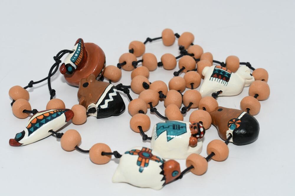 Vintage Gotovac Southwestern Terra Cotta Animal Bead Necklace 32”